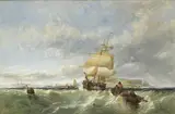 Edwin Hayes, SAILING SHIP IN DUBLIN BAY WITH HOWTH HEAD IN THE BACKGROUND