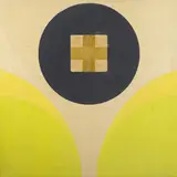 Patrick Scott, GOLD PAINTING WITH BLUE CIRCLE AND GREEN