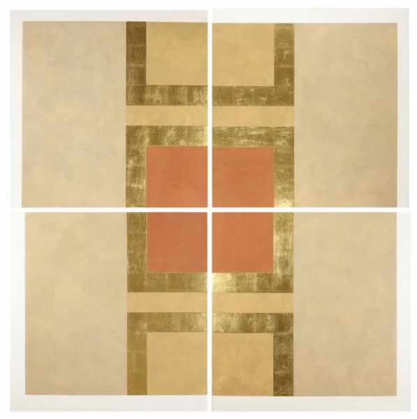 UNTITLED, 2009 (SET OF FOUR) by Patrick Scott, carborundum with gold leaf; (no. 9 from an edition of 40); (framed), sold Nov 2012