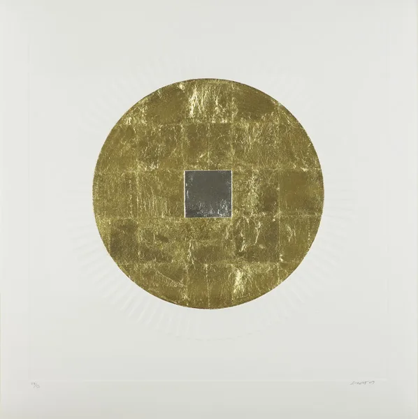 Patrick Scott, UNTITLED V (FROM MEDITATIONS), 2007, carborundum print with gold and palladium leaf; (no. 8 from an edition of 50)