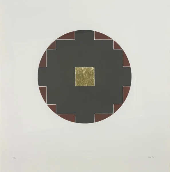 UNTITLED VII (FROM MEDITATIONS) by Patrick Scott, carborundum print with gold and palladium leaf; (no. 8 from an edition of 50), sold Nov 2012
