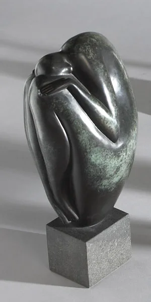 COCOON II by Ana Duncan, bronze on limestone base; (no. 2 from an edition of 9), sold Nov 2012