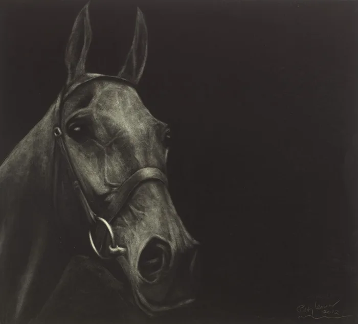 ARKLE by Paddy Lennon, 2012, charcoal on board, sold Nov 2012