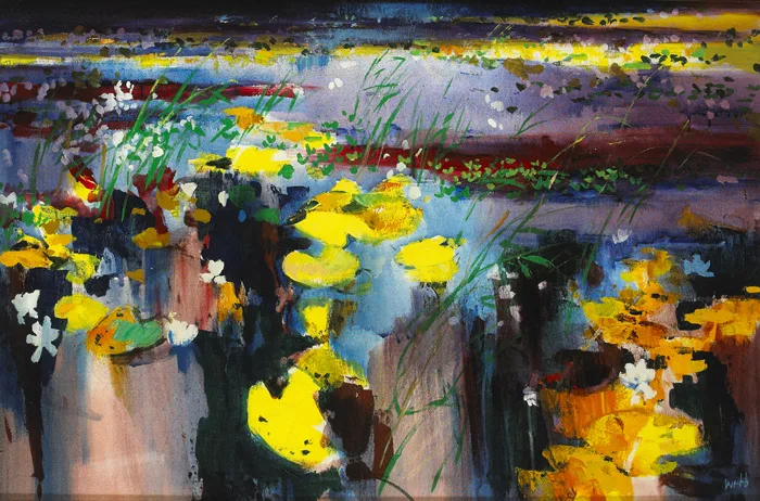 WATERLILIES by Kenneth Webb, oil on canvas, sold Nov 2012