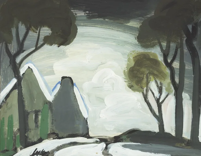 WINTER SCENE by Markey Robinson, oil on board, sold Nov 2012