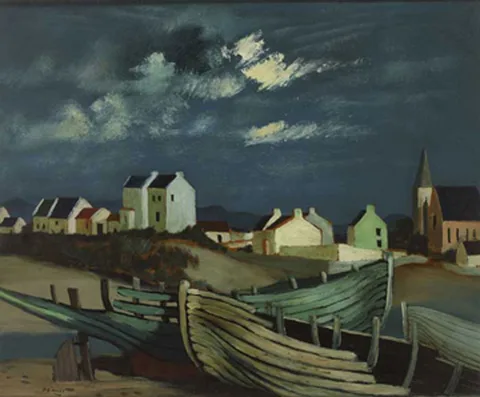 Daniel O'Neill, BOATS IN FALCARRAGH, COUNTY DONEGAL, oil on board