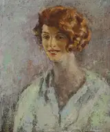 William Conor, PORTRAIT OF A RED HAIRED GIRL WEARING A GREEN BLOUSE