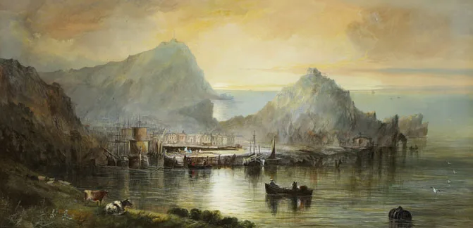William Widgery, HARBOUR SCENE, 1865, watercolour and gouache on buff-coloured paper