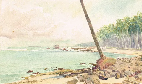 Henry George Gandy, COASTAL SCENE, CEYLON (SRI LANKA), signed lower right; inscribed with title on reverse