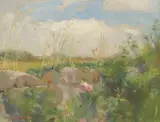 Ernest Columba Hayes, LANDSCAPE WITH PINK FLOWERS