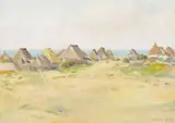 Ernest Columba Hayes, LANDSCAPE WITH HAYSTACKS