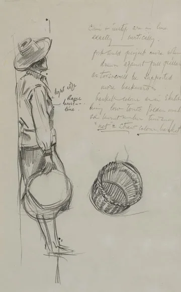 STUDY FOR "DEEP SOUTH" by Ernest Columba Hayes, 1970, pencil, offered Mar 2012