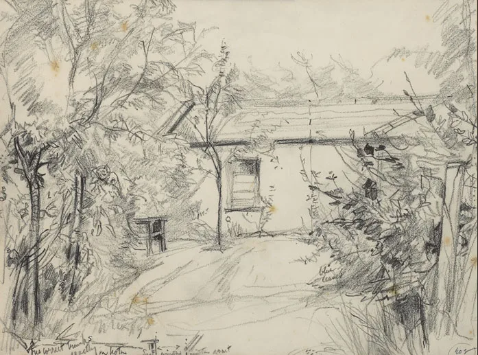 STUDY FOR "THE EVENING HOUR" by Ernest Columba Hayes, 1975, pencil, sold Mar 2012