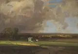 Frank McKelvey, GREEN GYPSY CARAVAN IN A LANDSCAPE