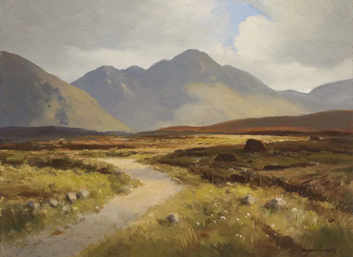 CONNEMARA BOG PATH by Maurice Canning Wilks, oil on canvas, sold Mar 2012