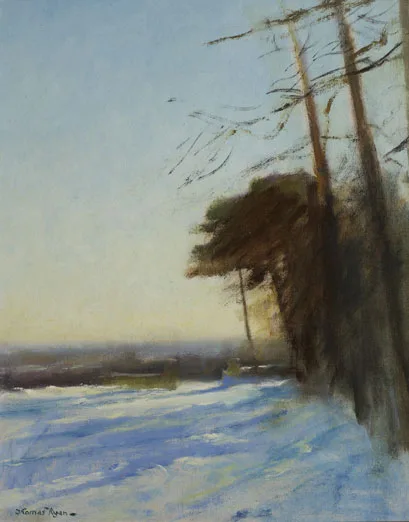 SNOW AT HOME by Thomas Ryan, 1979, oil on board, offered Mar 2012