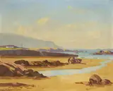 Robert Taylor Carson, HARBOUR WITH FISHERMEN AND BOAT, COUNTY KERRY