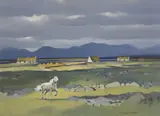 John Skelton, HORSE AND COTTAGES IN A WEST OF IRELAND LANDSCAPE