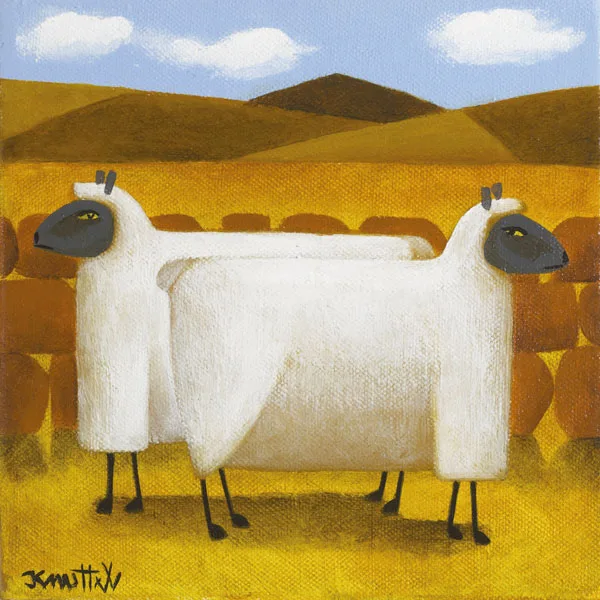 TWO SHEEP by Graham Knuttel, oil on canvas, sold Mar 2012