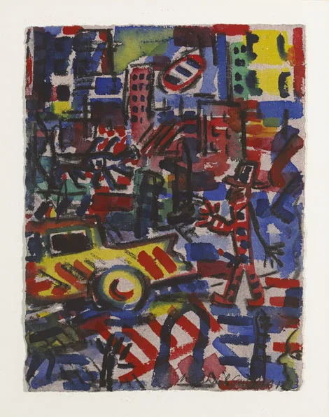 Michael Cullen, N.Y. - N.Y. I, 1993, gouache with oil on paper