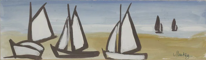 SAILBOATS by Markey Robinson, gouache on board, sold Mar 2012