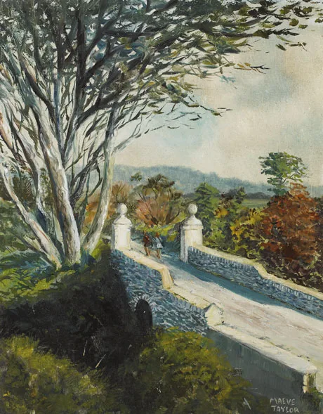 BRIDGE AT SKIBBEREEN, COUNTY CORK by Maeve Taylor, oil on canvas, offered Mar 2012