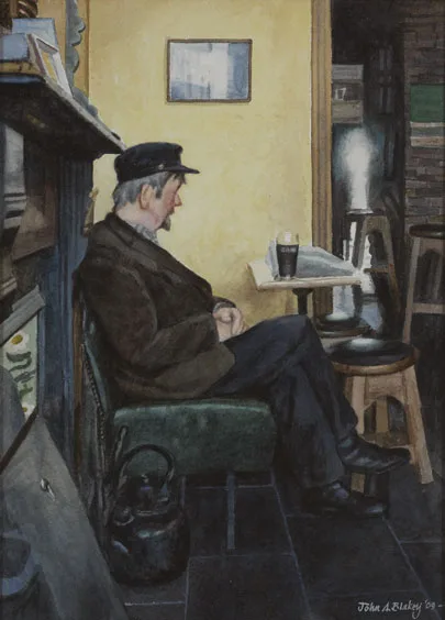 John A. Blakey, ÁM CUIN TEACH ÓSTÁN, SMITHS / QUIET MOMENTS, SMITH'S PUB, 2009, watercolour