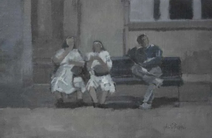NUNS IN FLORENCE by John Christopher Brobbel, oil on linen, sold Dec 2011