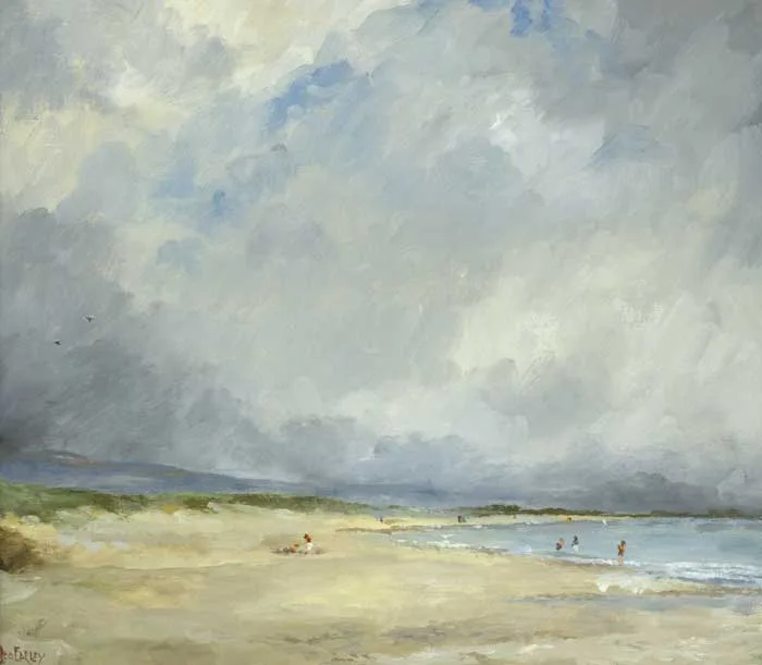 BRITTAS BAY, COUNTY WICKLOW by Leo Earley, oil on canvas laid on board, sold Dec 2011