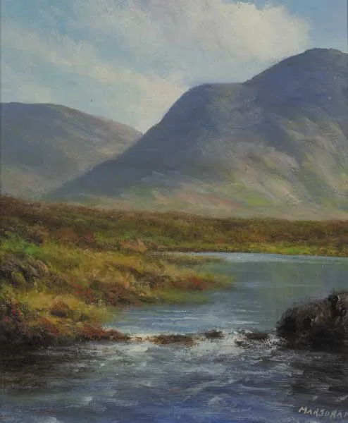 MWEELREA, COUNTY MAYO by Gerry Marjoram, oil on canvas board, sold Dec 2011