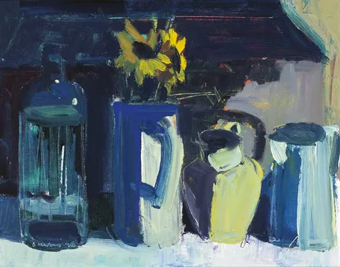 Brian Ballard, FLOWERS AND JUGS, 1996, oil on canvas
