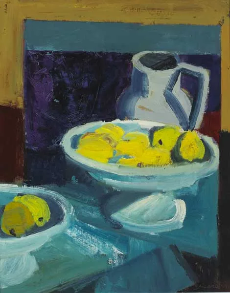 LEMONS IN MIRROR by Brian Ballard, 1999, oil on board, offered Dec 2011