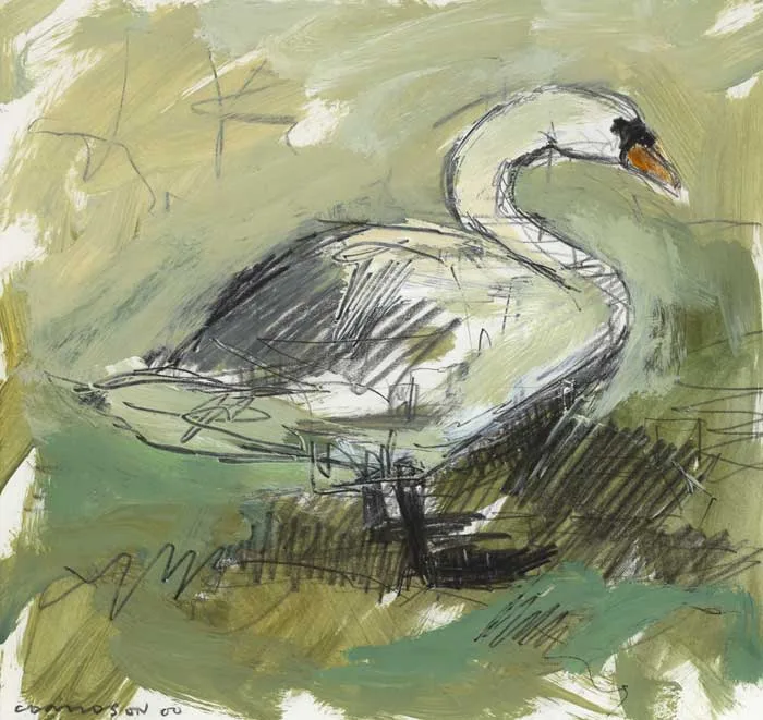 SWAN by Colin Davidson, 2000, oil with pastel and pencil on paper, sold Dec 2011