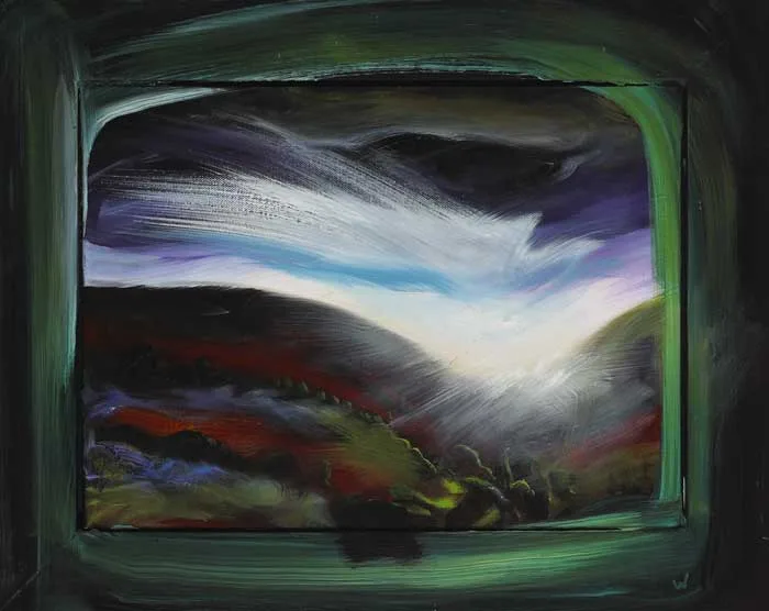 INTUITIVE WINDOW (GREEN) by Patrick Walshe, 2006-2007, oil on canvas incorporating oil on wooden frame, offered Dec 2011