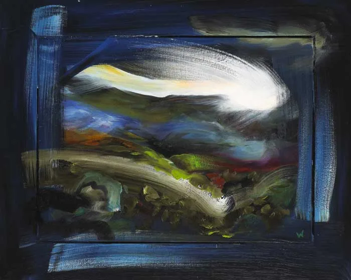 Patrick Walshe, INTUITIVE WINDOW (BLUE), 2006-2007, oil on canvas incorporating oil on wooden frame
