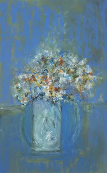STILL LIFE IN BLUE by Noel Sheridan, oil on paper, offered Dec 2011