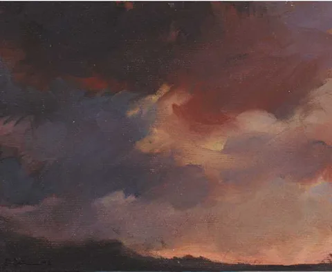 Tracey Quinn, RED DONEGAL SKY and RED SKIES, COUNTY DOWN and TWO OTHER WORKS, 1992-93 (SET OF FOUR), oil on board; (2); watercolour; (2)