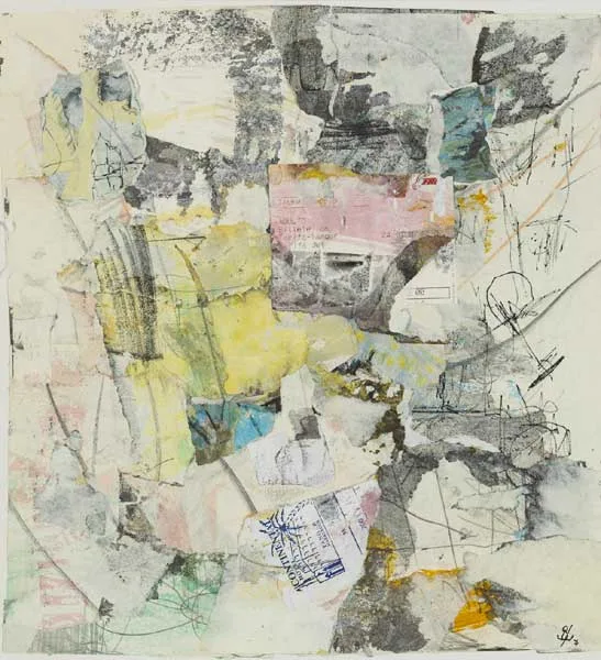 John Kingerlee, MOROCAN COMPOSITION, pen and ink with watercolour and collage on paper