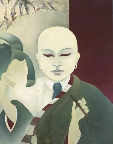 Sheila Pomeroy, ORIENTAL DIPTYCH, oil on canvas with collage element