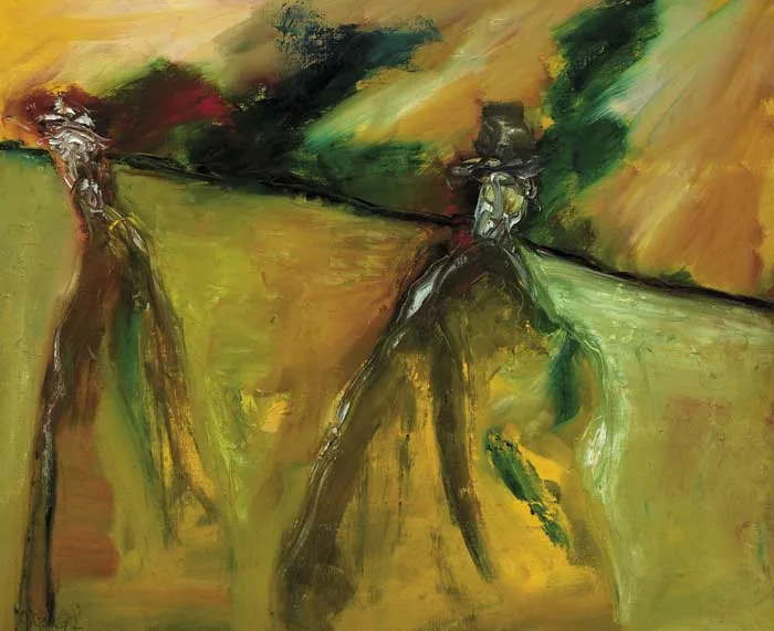 THE TWO TRAVELLERS by Gerald Davis, oil on canvas, sold Dec 2011