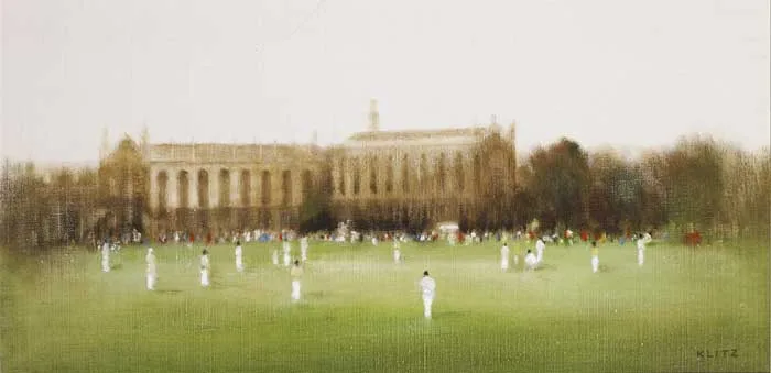 CRICKET AT CHELTENHAM by Anthony Robert Klitz, c.1981, oil on canvas, sold Dec 2011