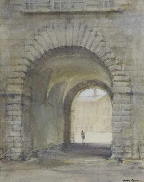Thomas Ryan, COLLINS BARRACKS, DUBLIN, watercolour over pencil