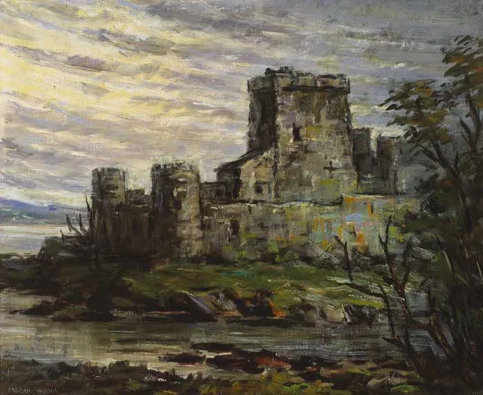 CASTLE IN A LANDSCAPE by Padraic Woods, oil on canvas, offered Dec 2011