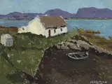 Henry Healy, COTTAGE AND BOAT BY THE SEA