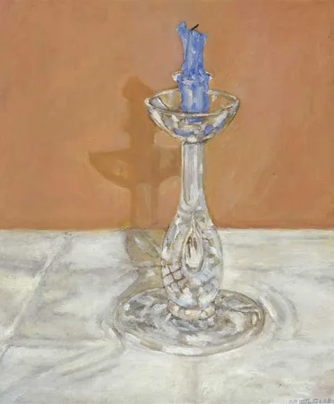 Marjorie Steele, THE CANDLEHOLDER, oil on canvas laid on board