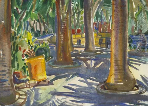 Olive Henry, PARK IN SUMMER, watercolour