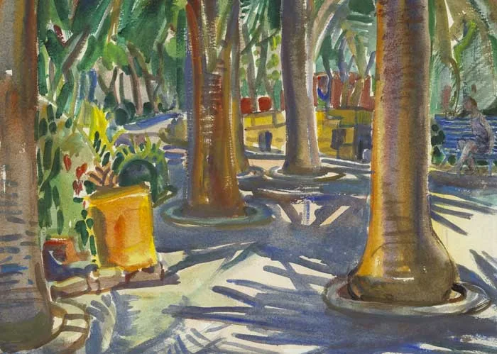 PARK IN SUMMER by Olive Henry, watercolour, sold Dec 2011