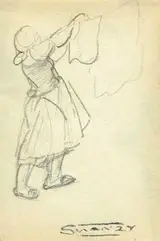 Mary Swanzy, LADY HANGING HER WASHING