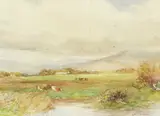 William Bingham McGuinness, LANDSCAPE WITH COTTAGES AND CATTLE