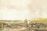Claude Hayes, EXTENSIVE LANDSCAPE WITH RIDER AND HOUNDS